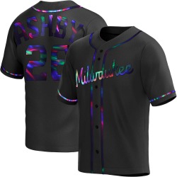 Aaron Ashby Milwaukee Brewers Men's Replica Alternate Jersey - Black Holographic