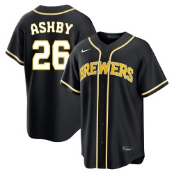 Aaron Ashby Milwaukee Brewers Men's Replica Fashion Out Jersey - Black
