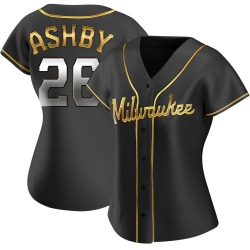 Aaron Ashby Milwaukee Brewers Women's Replica Alternate Jersey - Black Golden
