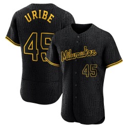 Abner Uribe Milwaukee Brewers Men's Authentic Snake Skin City Jersey - Black