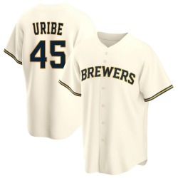Abner Uribe Milwaukee Brewers Youth Replica Home Jersey - Cream