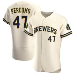 Angel Perdomo Milwaukee Brewers Men's Authentic Home Jersey - Cream