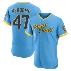 Angel Perdomo Milwaukee Brewers Men's Authentic Powder 2022 City Connect Jersey - Blue