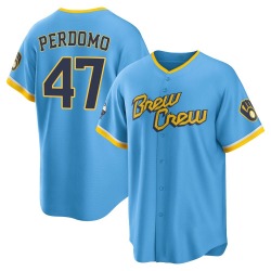 Angel Perdomo Milwaukee Brewers Youth Replica Powder 2022 City Connect Jersey - Blue