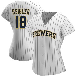 Anthony Seigler Milwaukee Brewers Women's Authentic /Navy Alternate Jersey - White