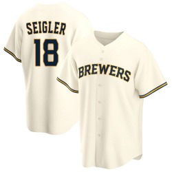 Anthony Seigler Milwaukee Brewers Youth Replica Home Jersey - Cream