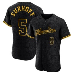 Bj Surhoff Milwaukee Brewers Men's Authentic Snake Skin City Jersey - Black
