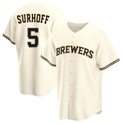 Bj Surhoff Milwaukee Brewers Youth Replica Home Jersey - Cream