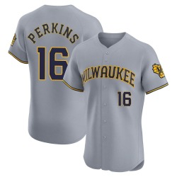 Blake Perkins Milwaukee Brewers Men's Elite Road Jersey - Gray
