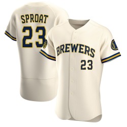 Brandon Sproat Milwaukee Brewers Men's Authentic Home Jersey - Cream
