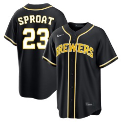 Brandon Sproat Milwaukee Brewers Youth Replica Fashion Out Jersey - Black