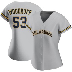 Brandon Woodruff Milwaukee Brewers Women's Authentic Road Jersey - Gray