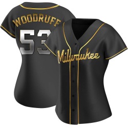 Brandon Woodruff Milwaukee Brewers Women's Replica Alternate Jersey - Black Golden