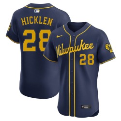 Brewer Hicklen Milwaukee Brewers Men's Elite Alternate Jersey - Navy