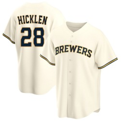 Brewer Hicklen Milwaukee Brewers Youth Replica Home Jersey - Cream