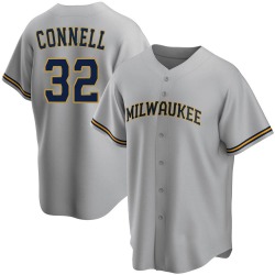 Bryan Connell Milwaukee Brewers Men's Replica Road Jersey - Gray