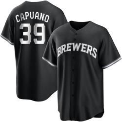 Chris Capuano Milwaukee Brewers Men's Replica Black/ Jersey - White