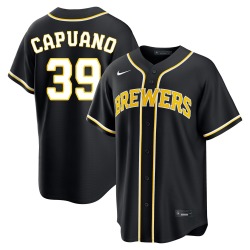 Chris Capuano Milwaukee Brewers Men's Replica Fashion Out Jersey - Black