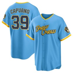 Chris Capuano Milwaukee Brewers Men's Replica Powder 2022 City Connect Jersey - Blue