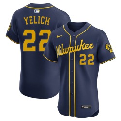 Christian Yelich Milwaukee Brewers Men's Elite Alternate Jersey - Navy