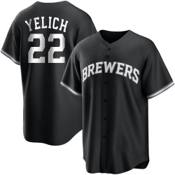 Christian Yelich Milwaukee Brewers Men's Replica Black/ Jersey - White