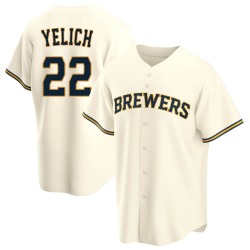 Christian Yelich Milwaukee Brewers Men's Replica Home Jersey - Cream