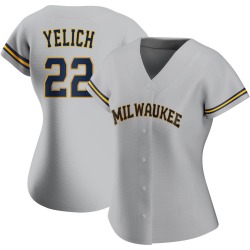 Christian Yelich Milwaukee Brewers Women's Authentic Road Jersey - Gray