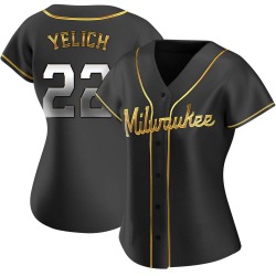 Christian Yelich Milwaukee Brewers Women's Replica Alternate Jersey - Black Golden
