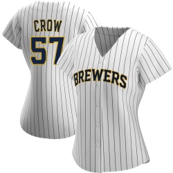 Coleman Crow Milwaukee Brewers Women's Replica /Navy Alternate Jersey - White