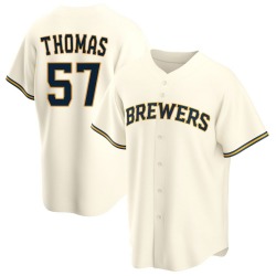 Connor Thomas Milwaukee Brewers Men's Replica Home Jersey - Cream