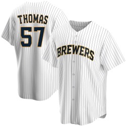 Connor Thomas Milwaukee Brewers Men's Replica Home Jersey - White