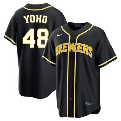 Craig Yoho Milwaukee Brewers Men's Replica Fashion Out Jersey - Black