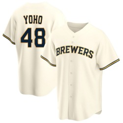 Craig Yoho Milwaukee Brewers Men's Replica Home Jersey - Cream