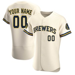 Custom Milwaukee Brewers Men's Authentic Home Jersey - Cream