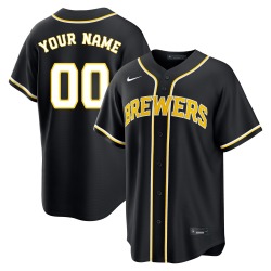 Custom Milwaukee Brewers Men's Replica Fashion Out Jersey - Black