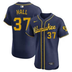 DL Hall Milwaukee Brewers Men's Elite Alternate Jersey - Navy