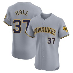 DL Hall Milwaukee Brewers Men's Elite Road Jersey - Gray