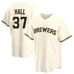 DL Hall Milwaukee Brewers Men's Replica Home Jersey - Cream
