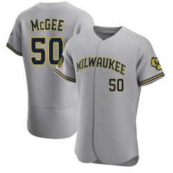 Easton McGee Milwaukee Brewers Men's Authentic Road Jersey - Gray