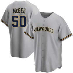 Easton McGee Milwaukee Brewers Youth Replica Road Jersey - Gray