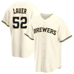 Eric Lauer Milwaukee Brewers Youth Replica Home Jersey - Cream