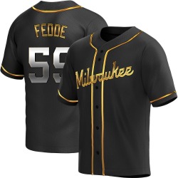 Erick Fedde Milwaukee Brewers Men's Replica Alternate Jersey - Black Golden