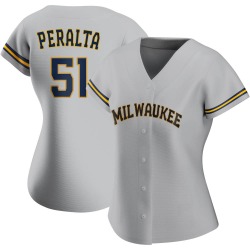 Freddy Peralta Milwaukee Brewers Women's Authentic Road Jersey - Gray
