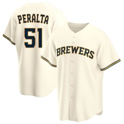Freddy Peralta Milwaukee Brewers Youth Replica Home Jersey - Cream