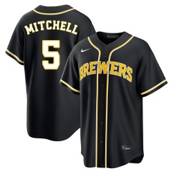 Garrett Mitchell Milwaukee Brewers Youth Replica Fashion Out Jersey - Black