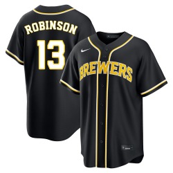 Glenn Robinson Milwaukee Brewers Men's Replica Fashion Out Jersey - Black