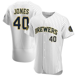 Greg Jones Milwaukee Brewers Men's Authentic Alternate Jersey - White