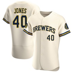 Greg Jones Milwaukee Brewers Men's Authentic Home Jersey - Cream