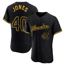 Greg Jones Milwaukee Brewers Men's Authentic Snake Skin City Jersey - Black