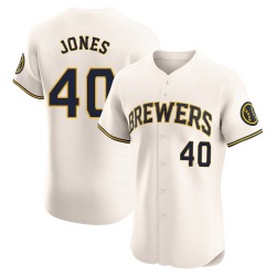 Greg Jones Milwaukee Brewers Men's Elite Home Jersey - Cream